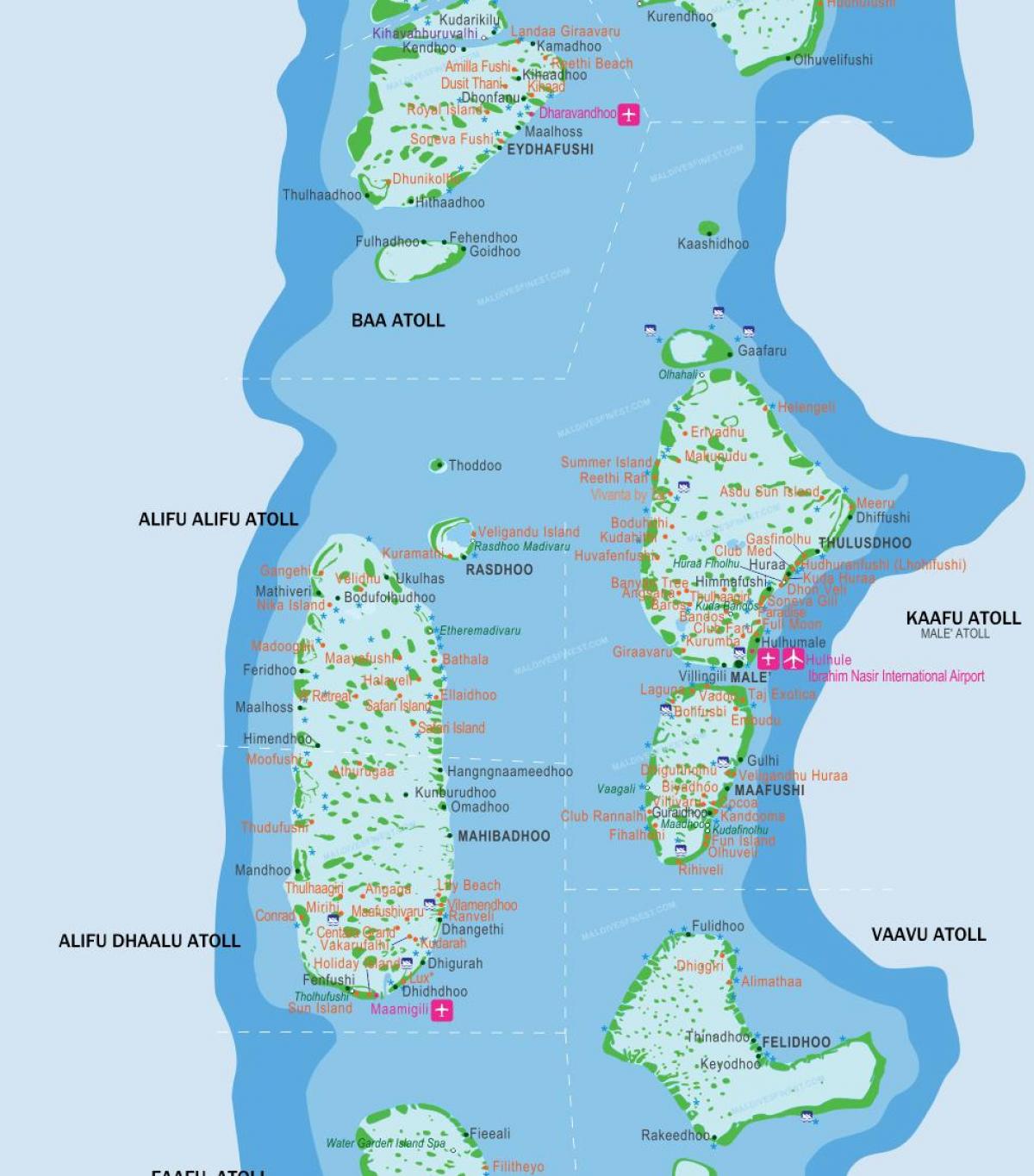 мальдыўскія выспы размяшчэнне на карце 
