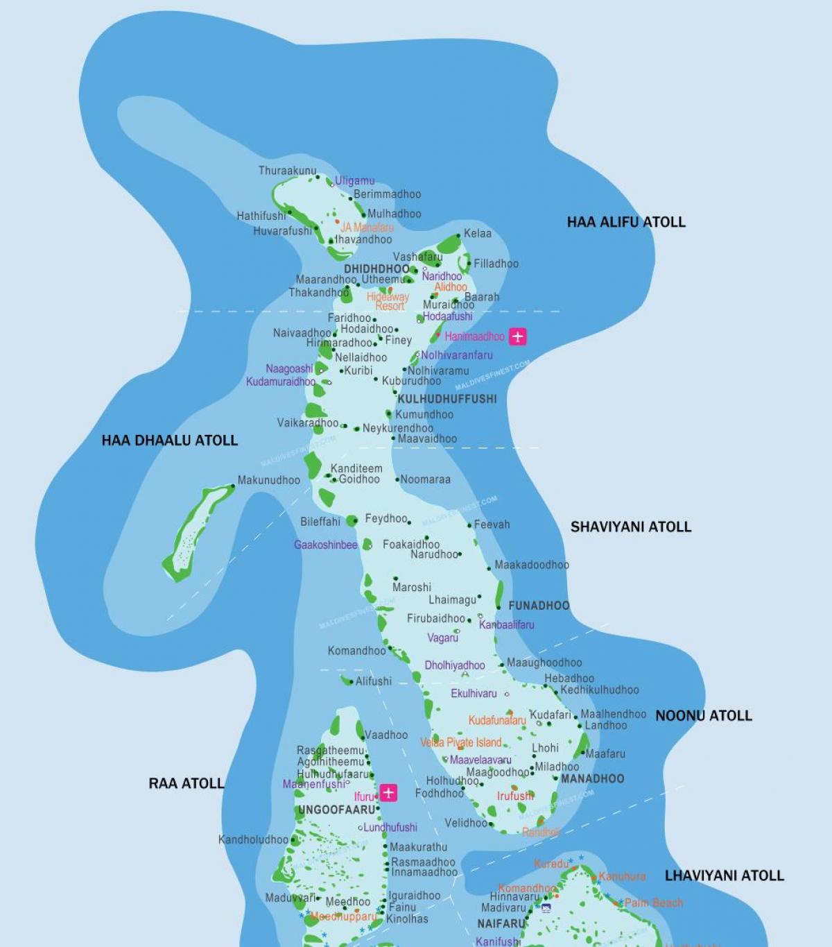 курорты Мальдывы месцазнаходжанне на карце
